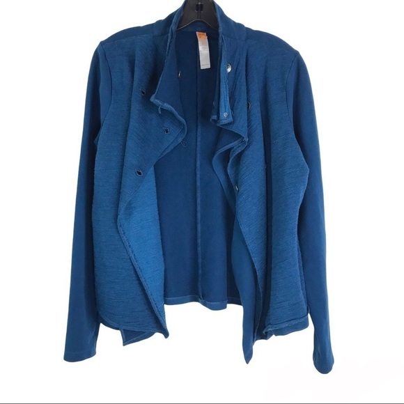 LUCY Blue Knit Double Breasted Sweater Jacket Military Style SIZE LARGE - Picture 12 of 15